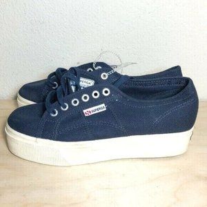 Superga Platform Sneakers Blue Womens Size 9
